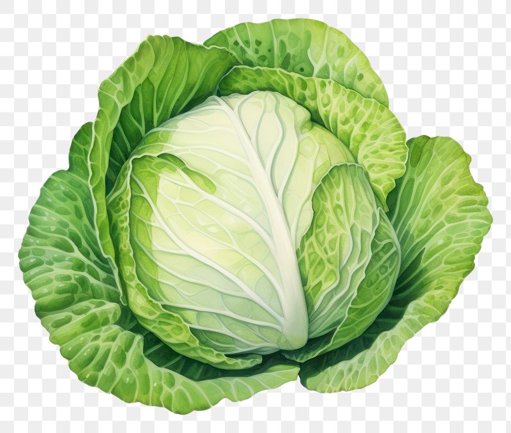PNG Watercolor cabbage vegetable plant food. 