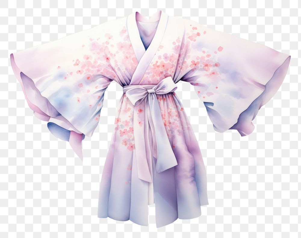 PNG Watercolor kimono fashion blouse dress. AI generated Image by rawpixel.