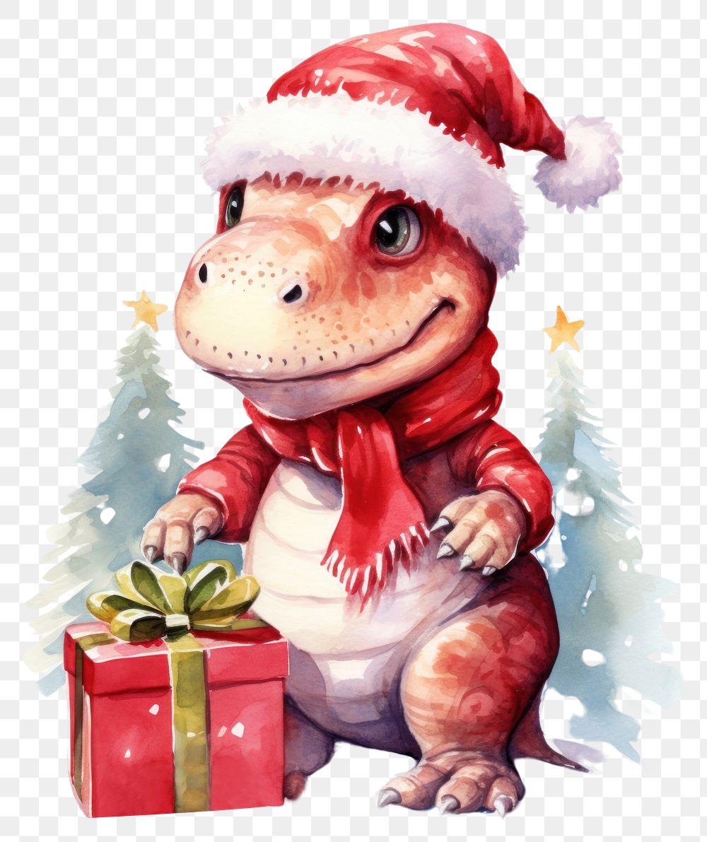 PNG Christmas animal gift red. 