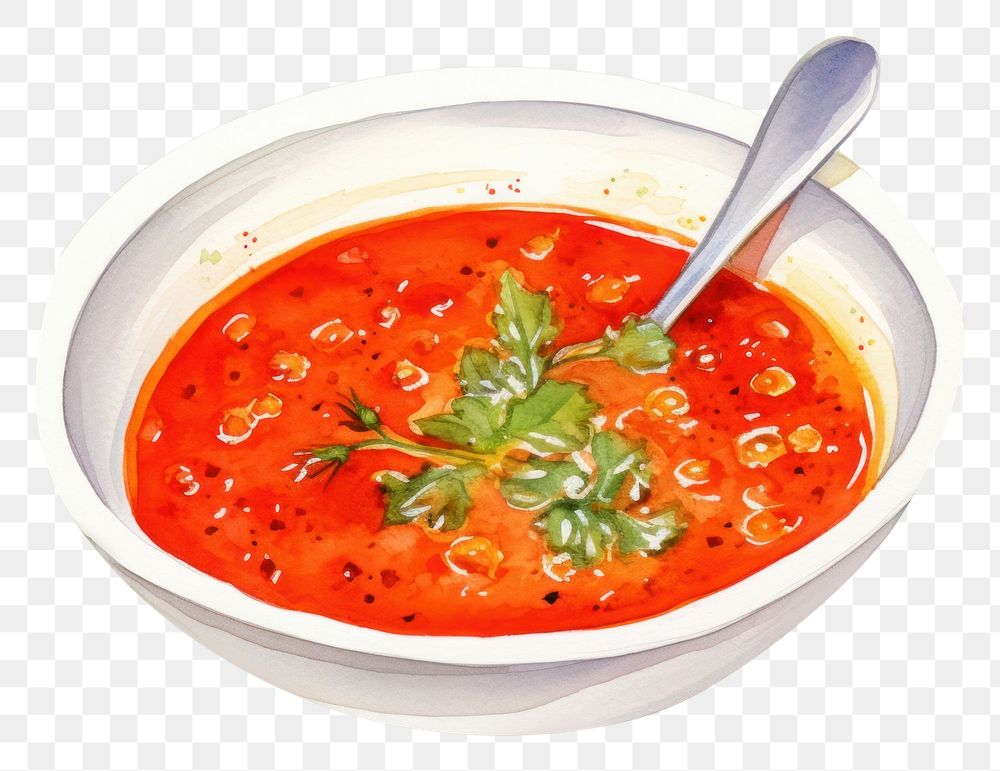 PNG Watercolor tomato soup vegetable plant food. AI generated Image by rawpixel.