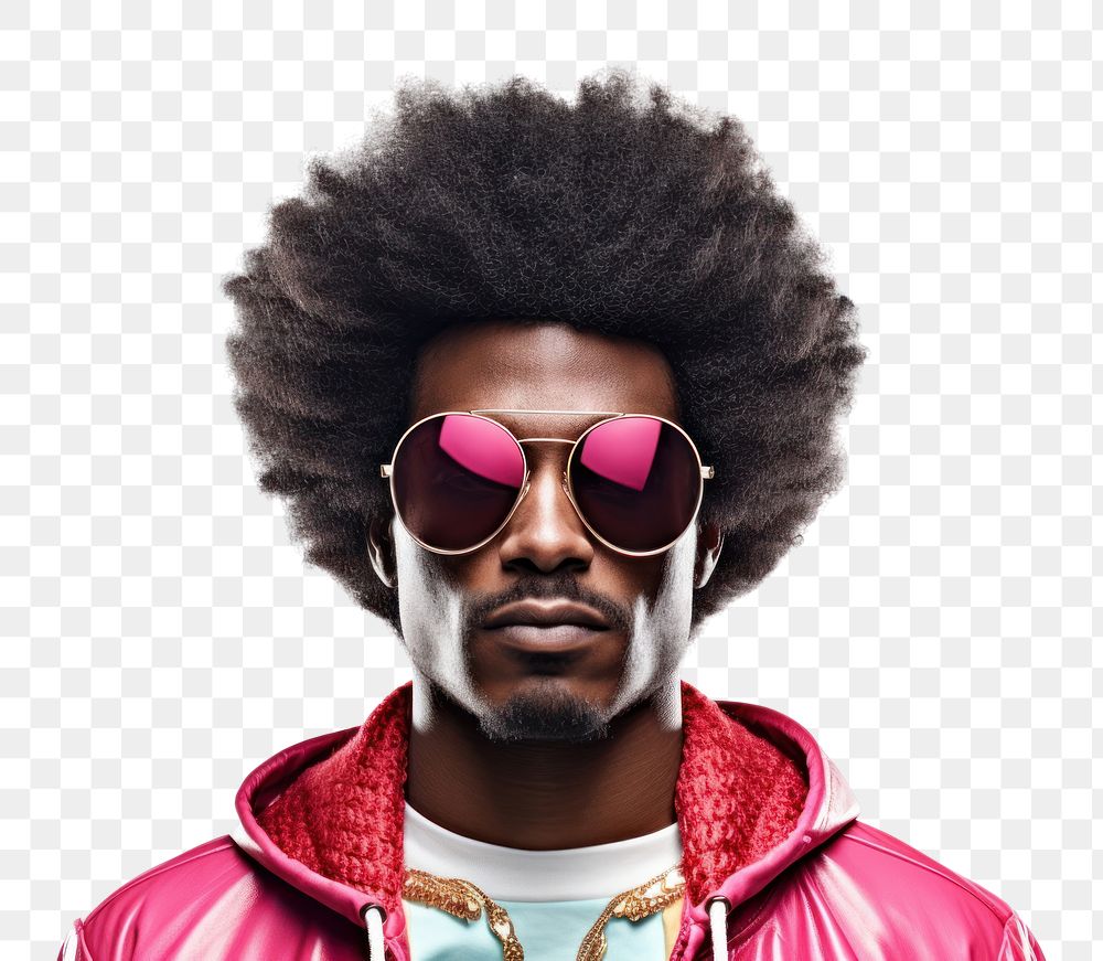 PNG Afro man sunglasses portrait adult. AI generated Image by rawpixel.