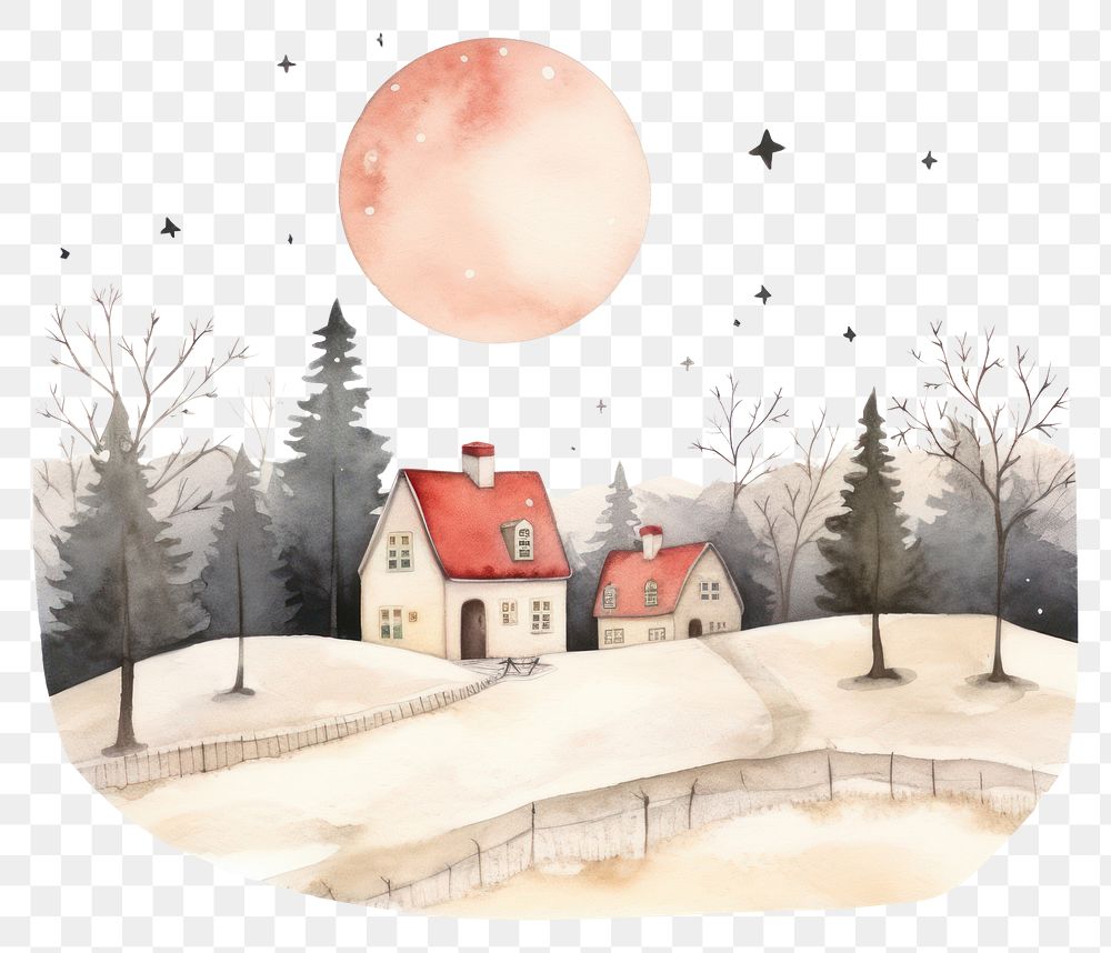 PNG Cute christmas countryside architecture building outdoors. AI generated Image by rawpixel.