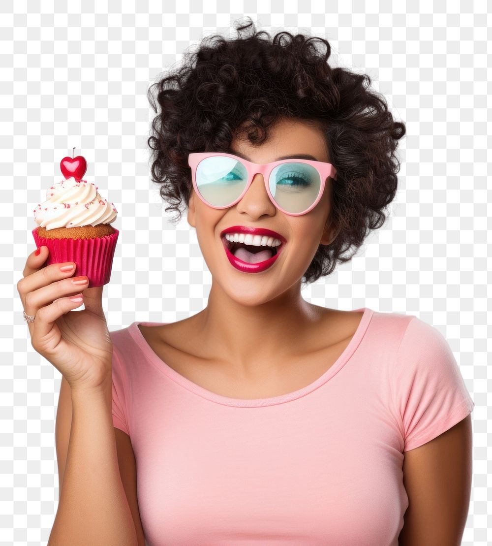 PNG  Birthday glasses dessert cupcake. AI generated Image by rawpixel.