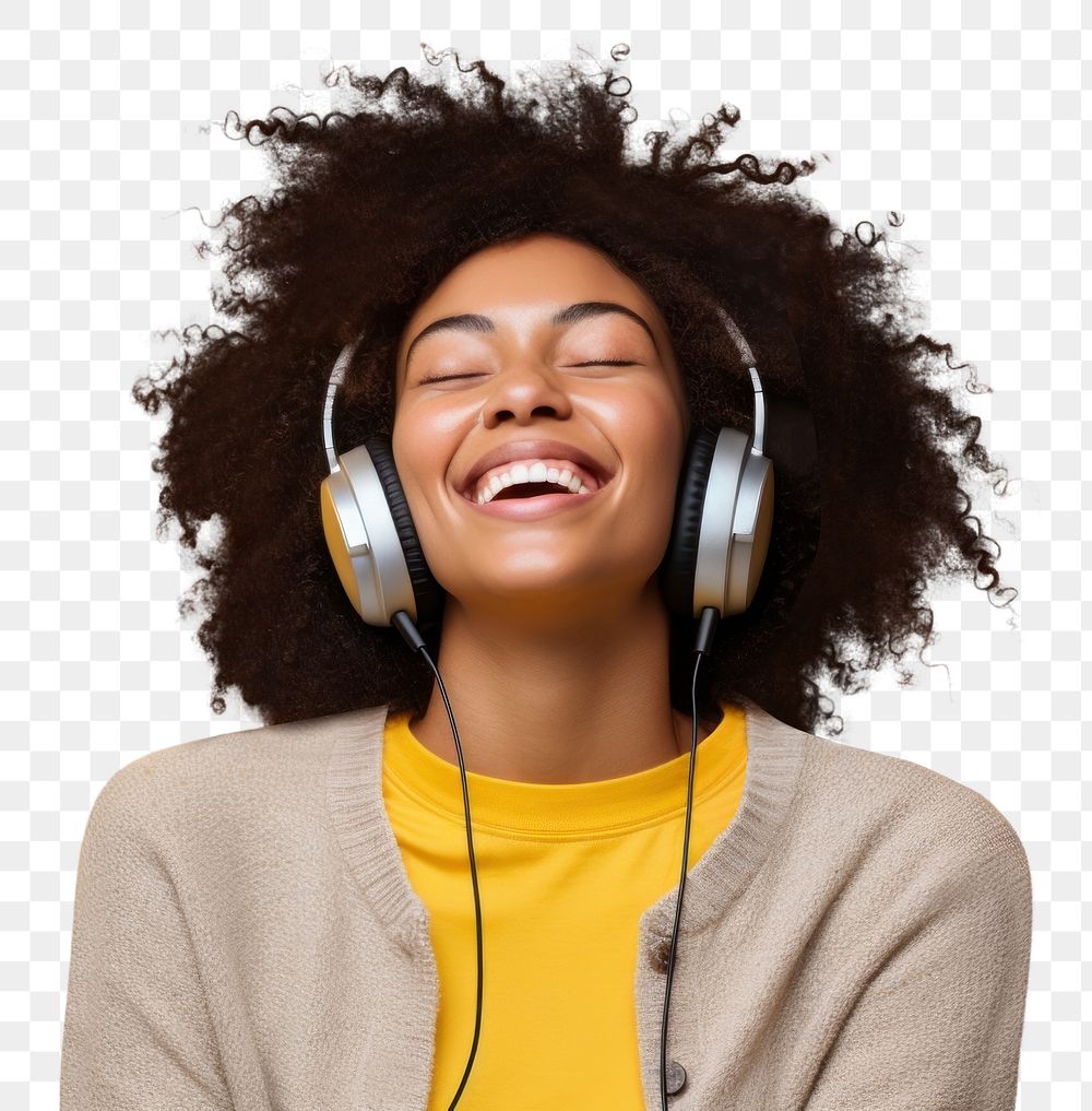 PNG Headphones laughing headset smile