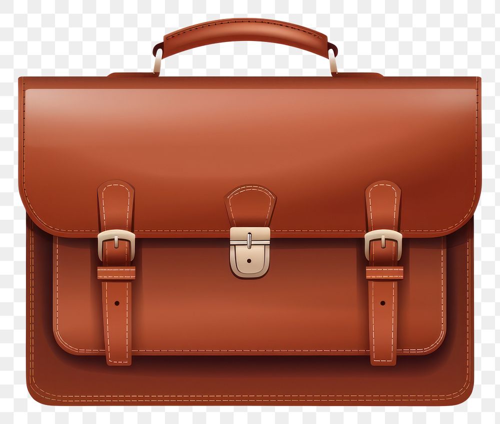 PNG A Stylish brown leather bag briefcase white background suitcase. AI generated Image by rawpixel.
