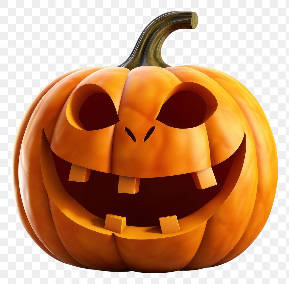 PNG Pumpking halloween 3d cartoon realistic vegetable food anthropomorphic. 