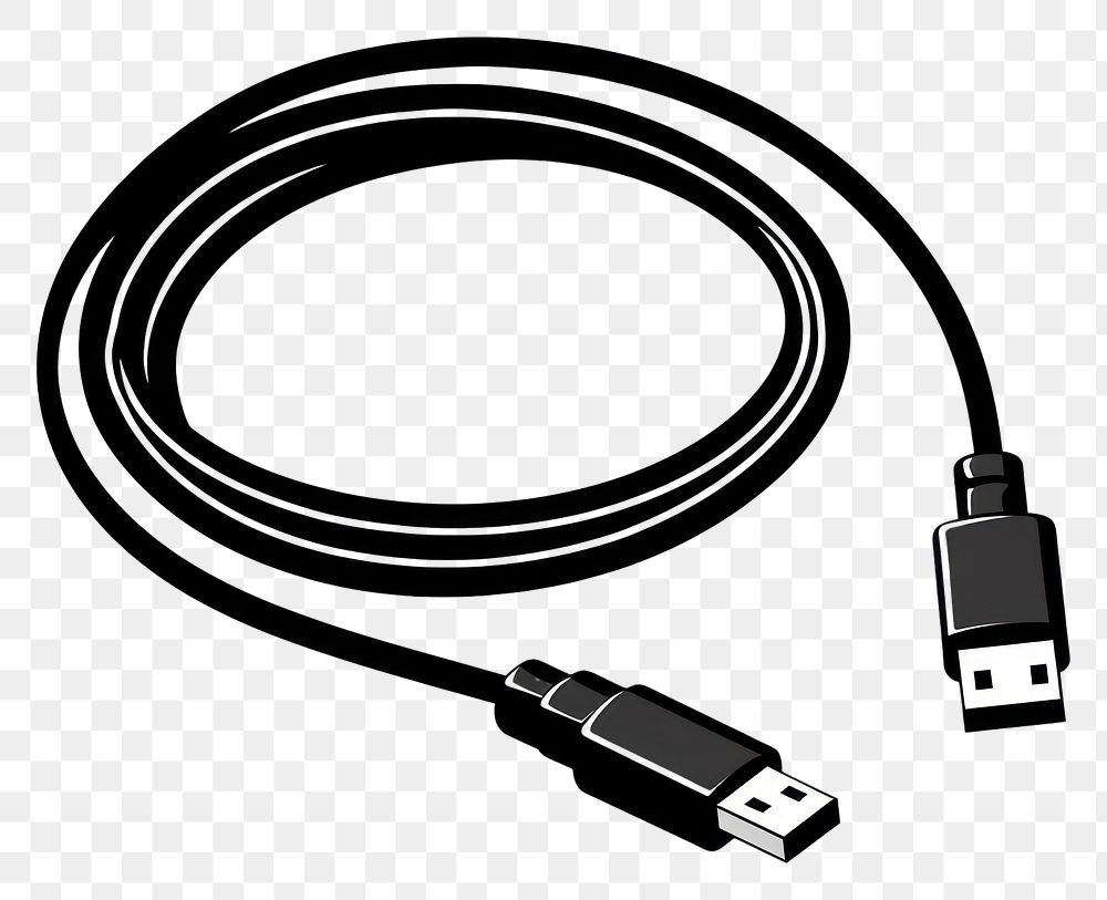 PNG Cable black line white background. AI generated Image by rawpixel.