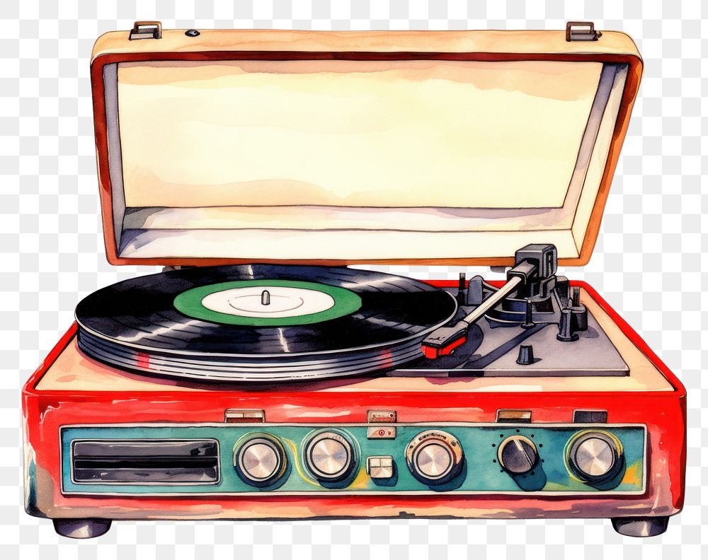 PNG Record player retro electronics white background. AI generated Image by rawpixel.