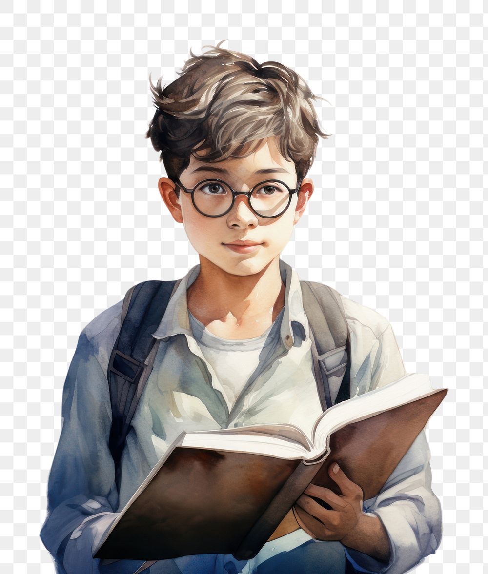 PNG Asian student boy publication portrait reading. AI generated Image by rawpixel.