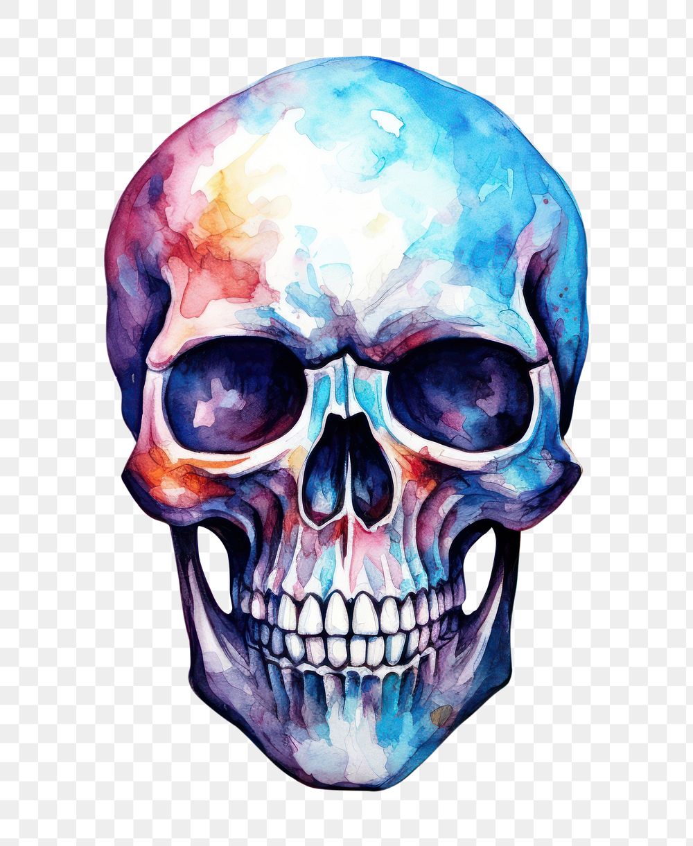 PNG Skull painting portrait art. AI generated Image by rawpixel.