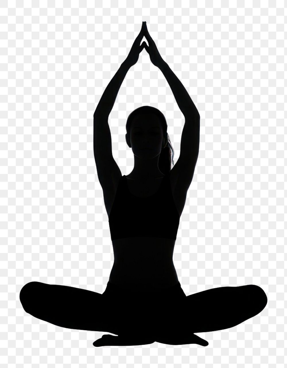 PNG Woman yoga silhouette sports adult white background. AI generated Image by rawpixel.