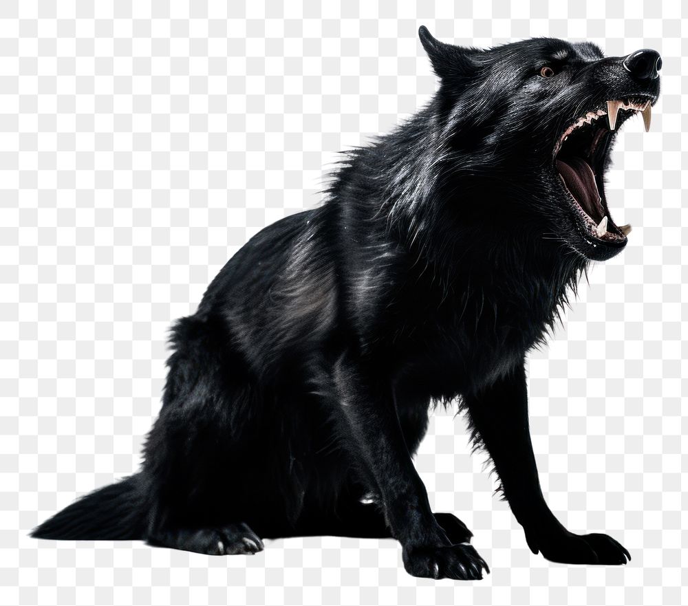 PNG A black wolf howling mammal animal pet