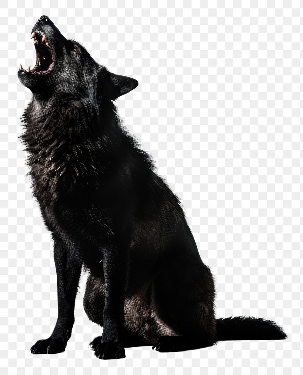 PNG A black wolf howling mammal animal pet