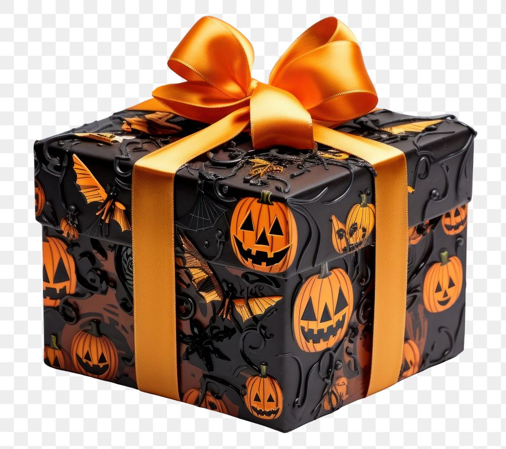 PNG Gift box halloween birthday jack-o'-lantern. AI generated Image by rawpixel.