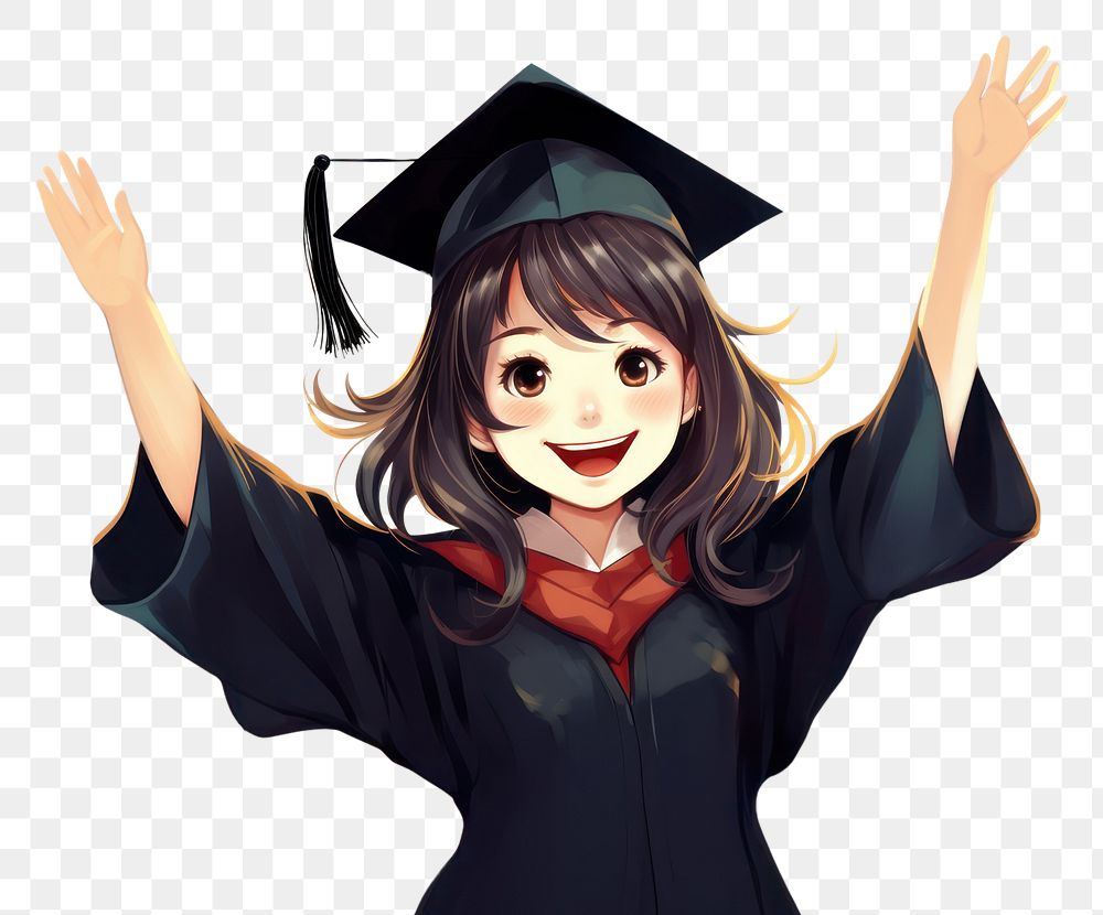 PNG Asian student girl graduation anime adult achievement. AI generated Image by rawpixel.