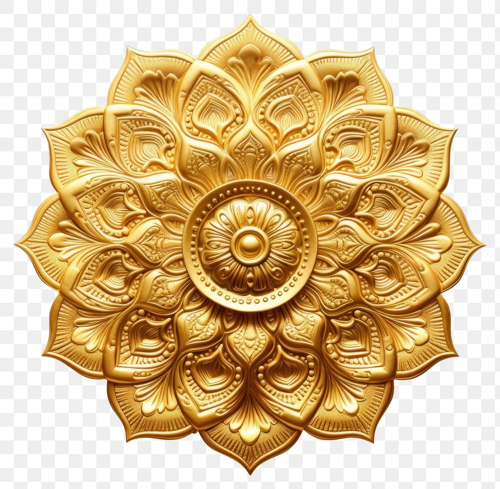 PNG Mandala gold jewelry brooch. AI generated Image by rawpixel.