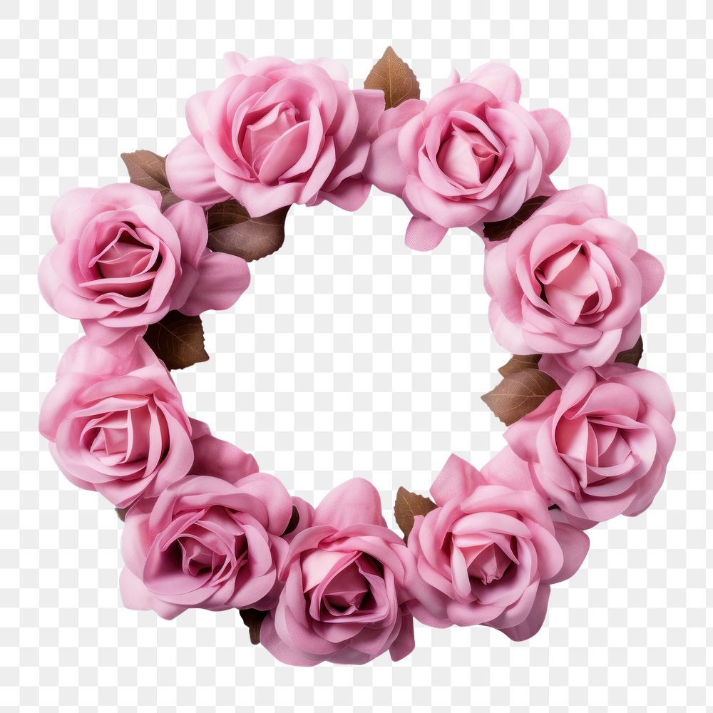 PNG Pink rose flower wreath jewelry petal plant. AI generated Image by rawpixel.