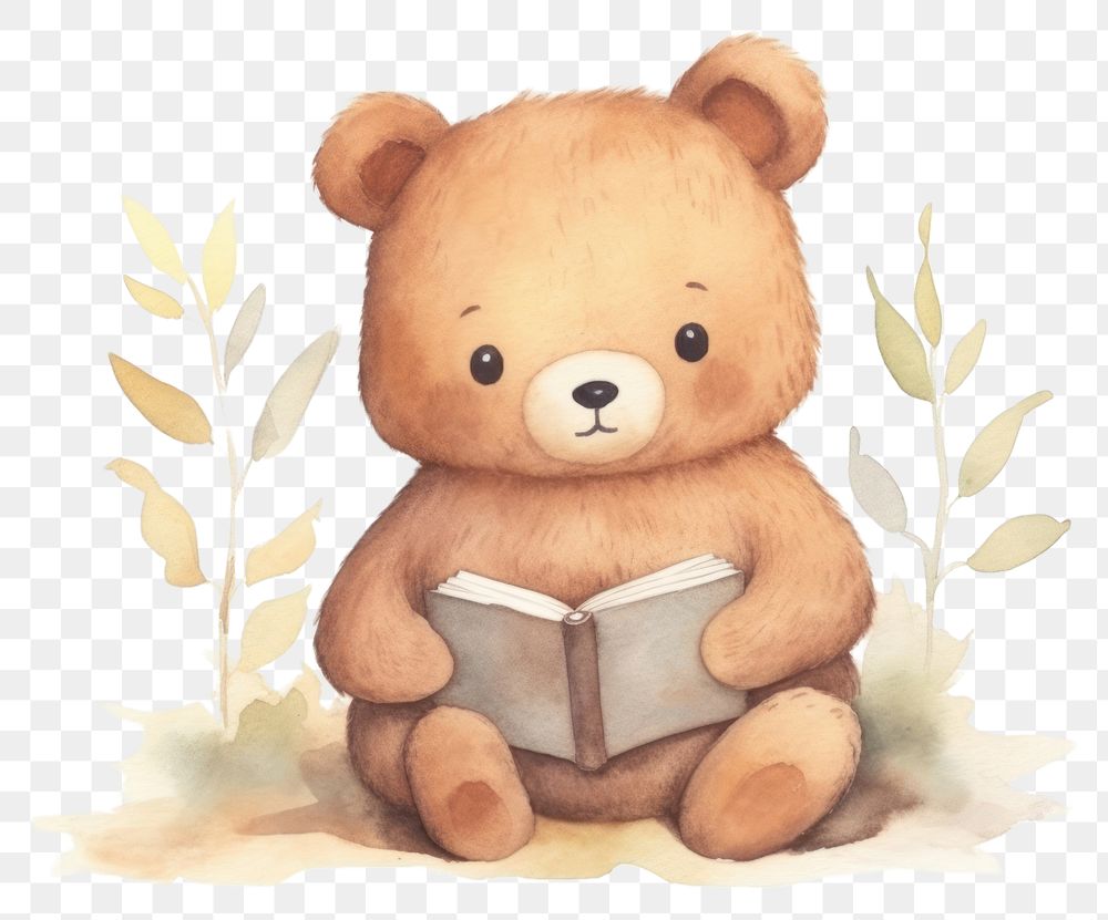PNG Bear reading cartoon book. AI generated Image by rawpixel.