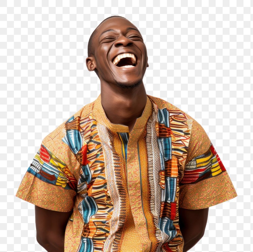 PNG African dress laughing adult man. AI generated Image by rawpixel.