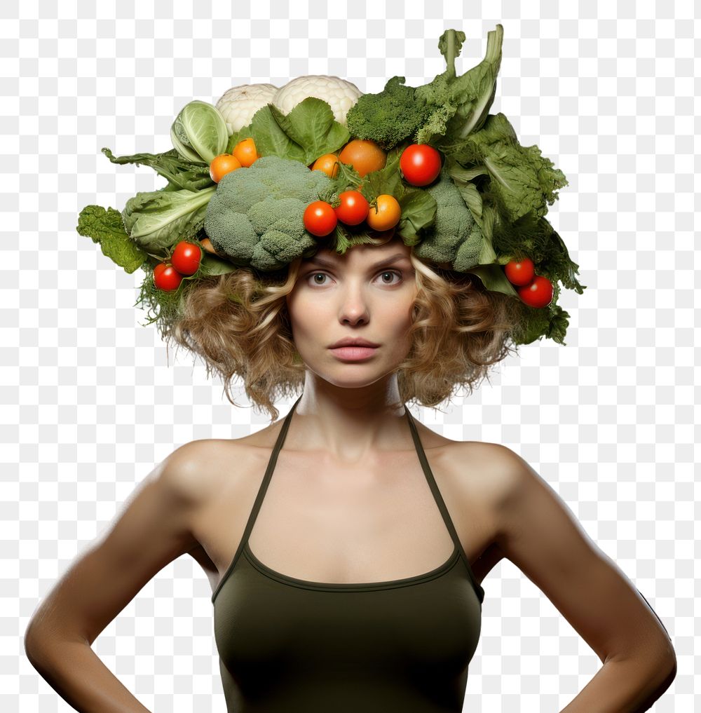 PNG Vegetarian diet portrait adult plant. AI generated Image by rawpixel.