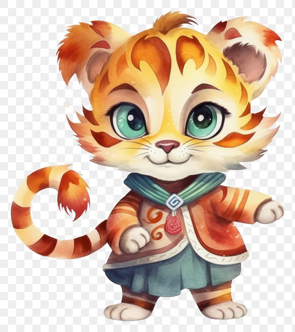 PNG Cartoon tiger cute representation. AI generated Image by rawpixel.