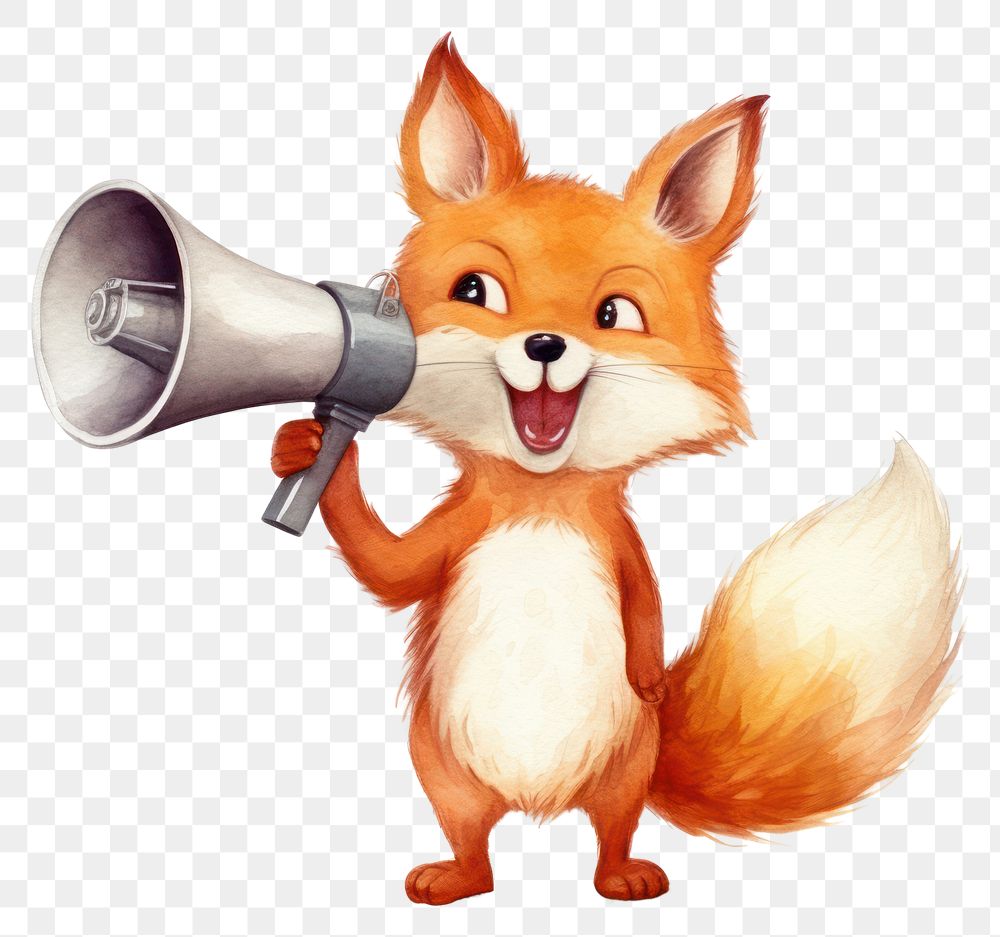 PNG Fox holding megaphone animal mammal pet. 