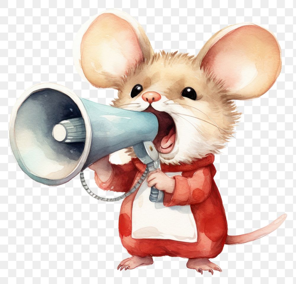 PNG Mouse holding megaphone rat mammal rodent. AI generated Image by rawpixel.