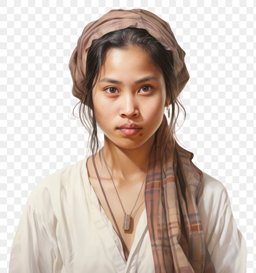 PNG Ordinary southeast asian woman portrait scarf adult. AI generated Image by rawpixel.