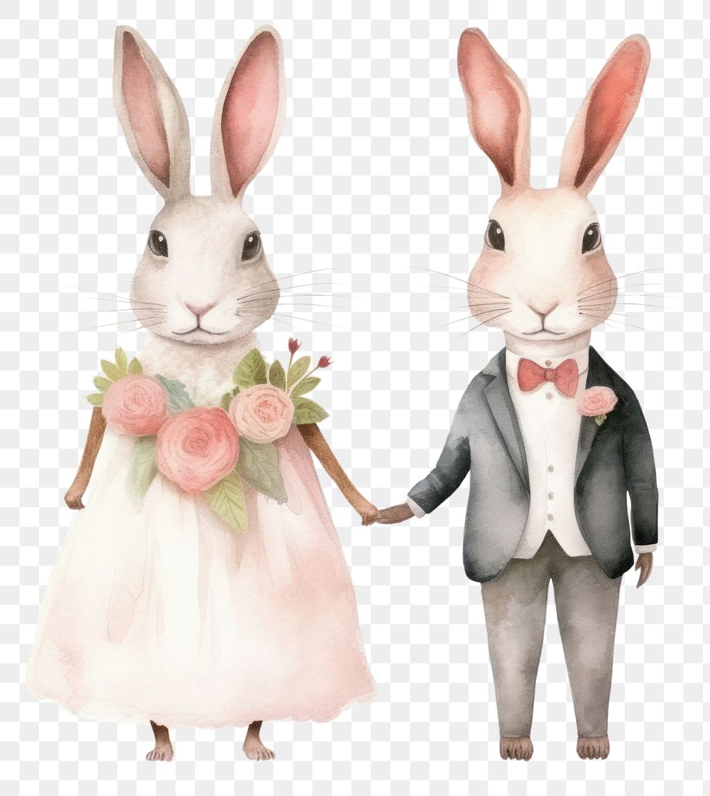 PNG Cute rabbits wedding animal rodent mammal. 