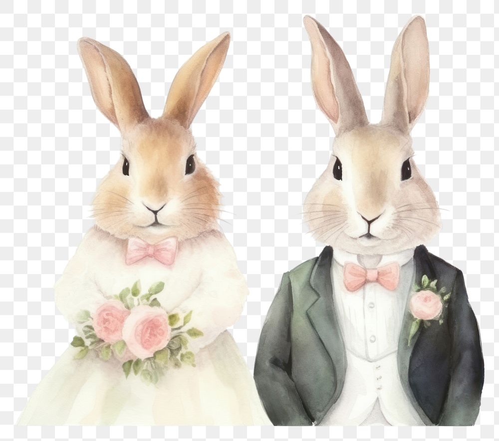 PNG Cute rabbits wedding animal rodent mammal. AI generated Image by rawpixel.