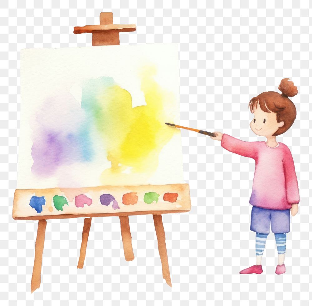 PNG  Kid art painting cartoon canvas. AI generated Image by rawpixel.