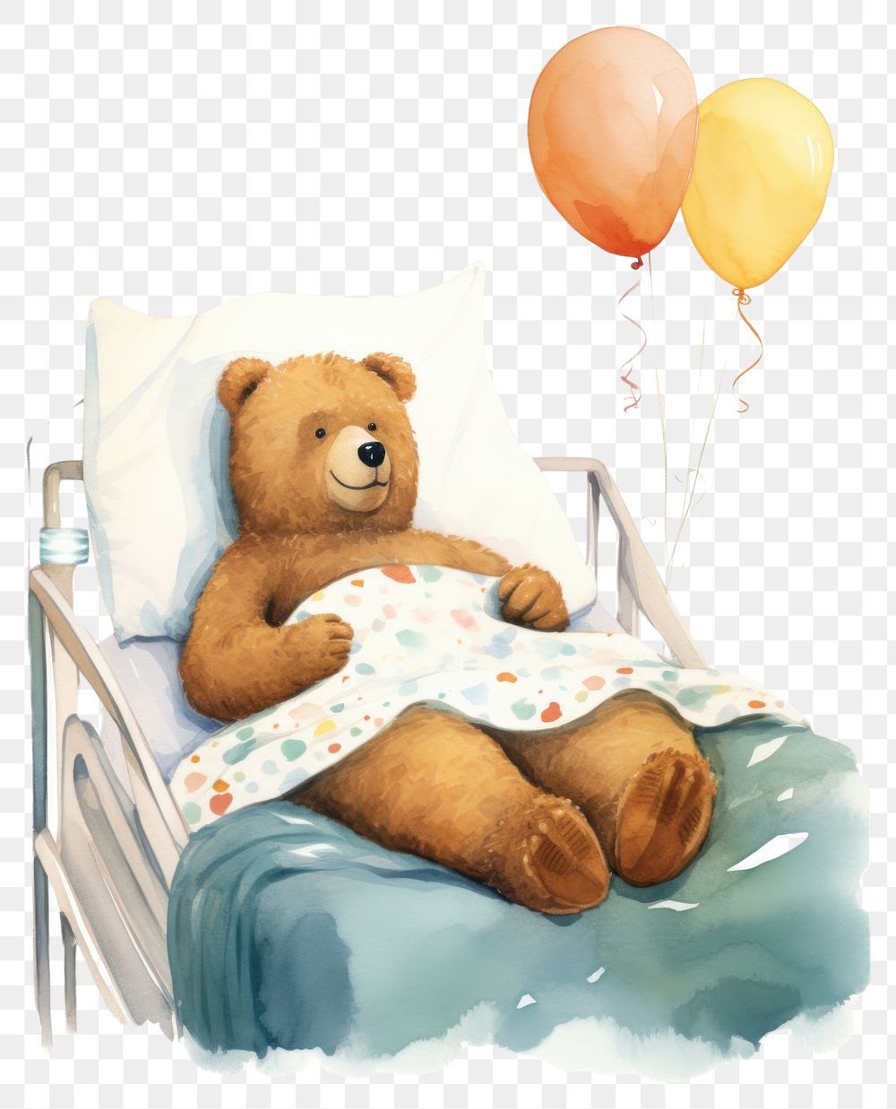 PNG Chubby animal character sick bed furniture balloon. AI generated Image by rawpixel.