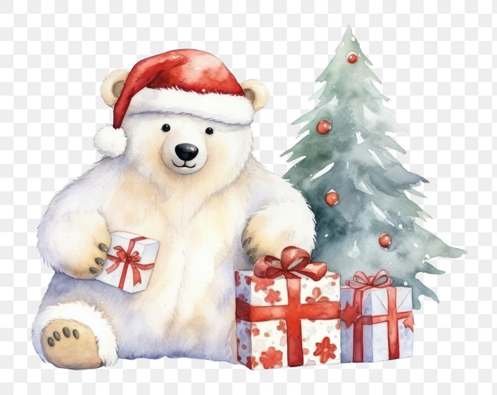 PNG Polar bear celebrating Christmas christmas cartoon white. 