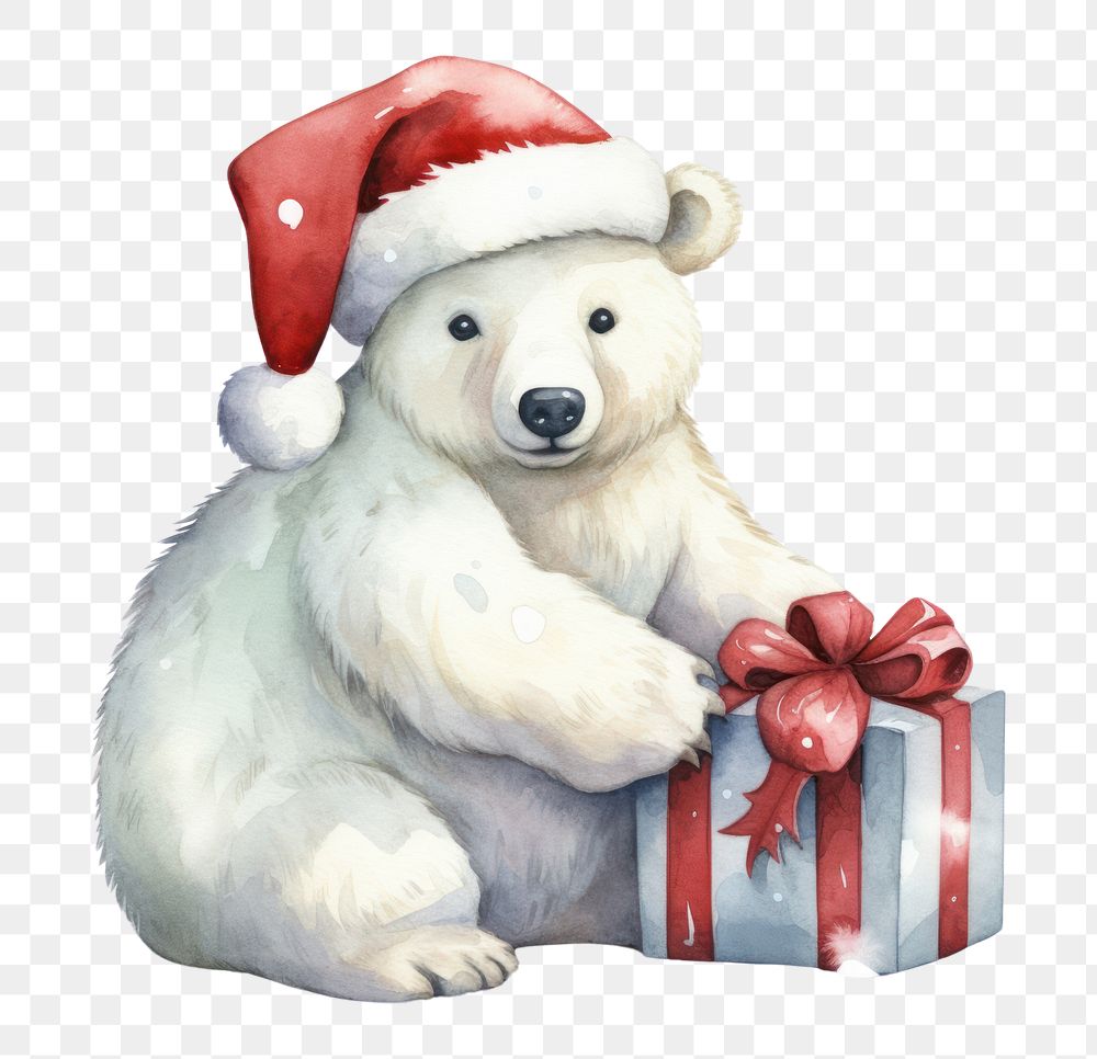 PNG Polar bear celebrating Christmas christmas cartoon mammal. 