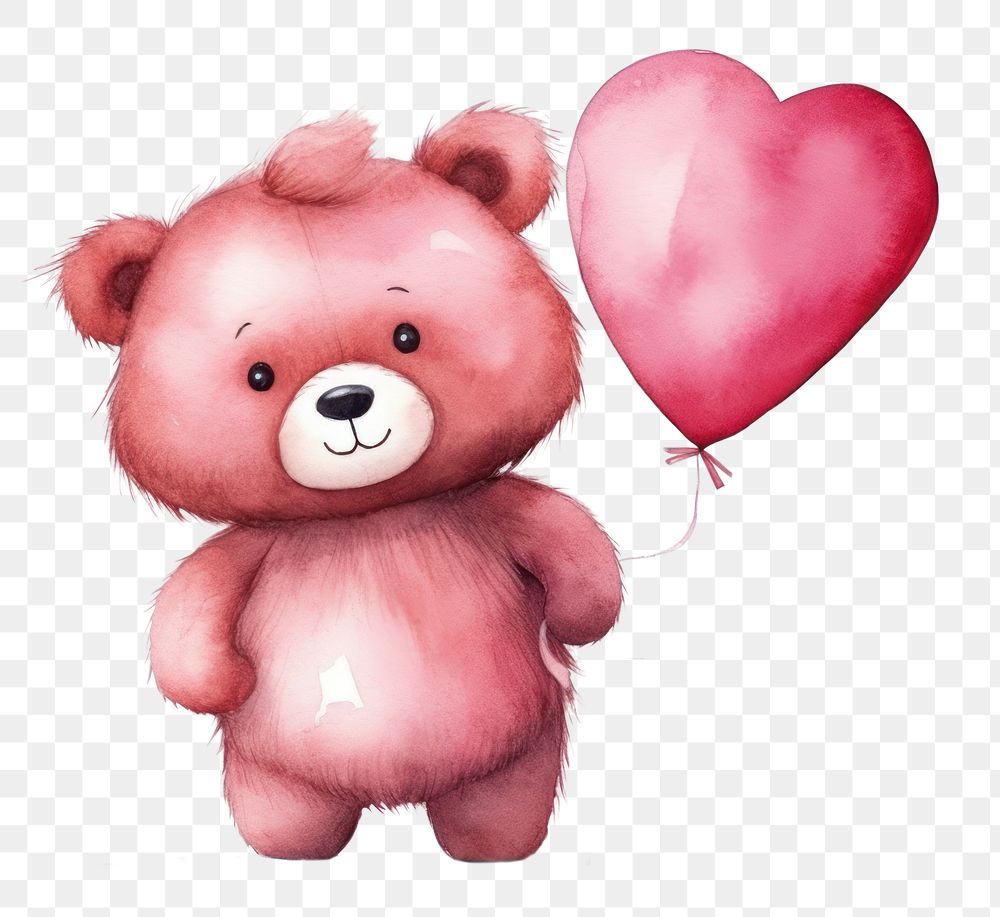 PNG Teddy bear love balloon heart toy. 