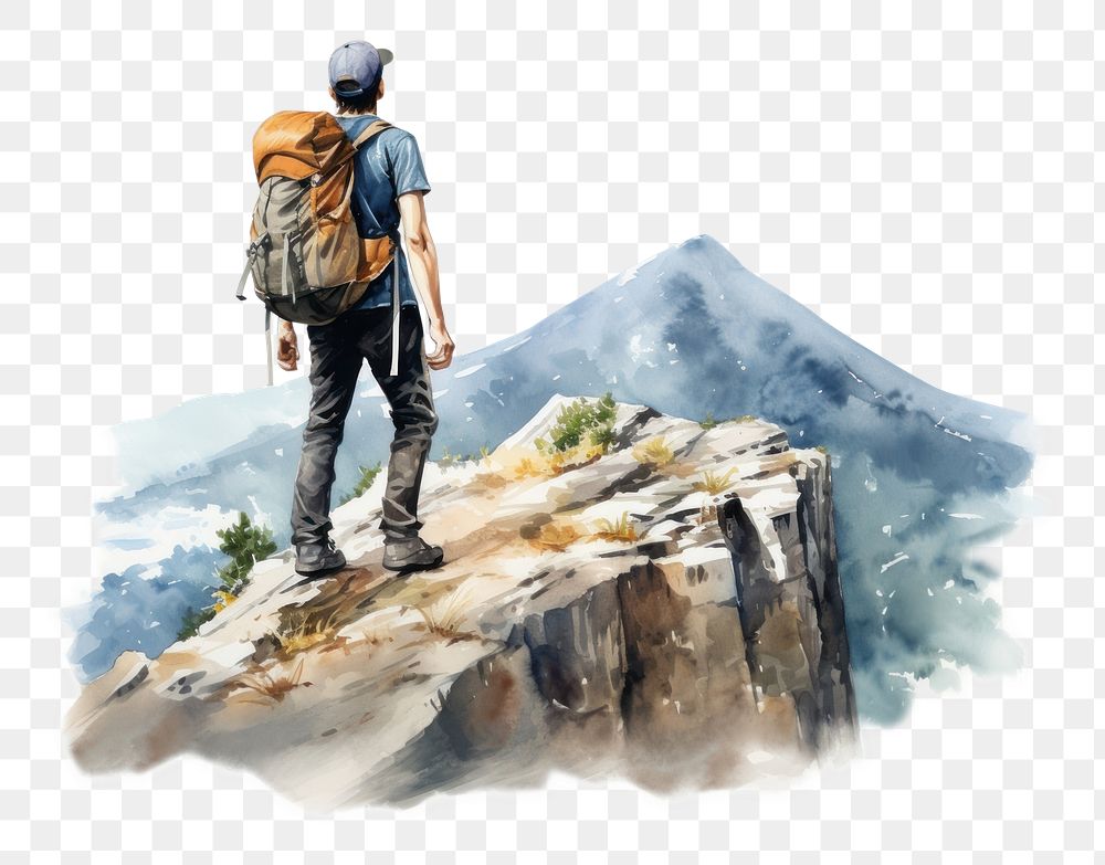 PNG Backpacker adventure backpacking standing. AI generated Image by rawpixel.