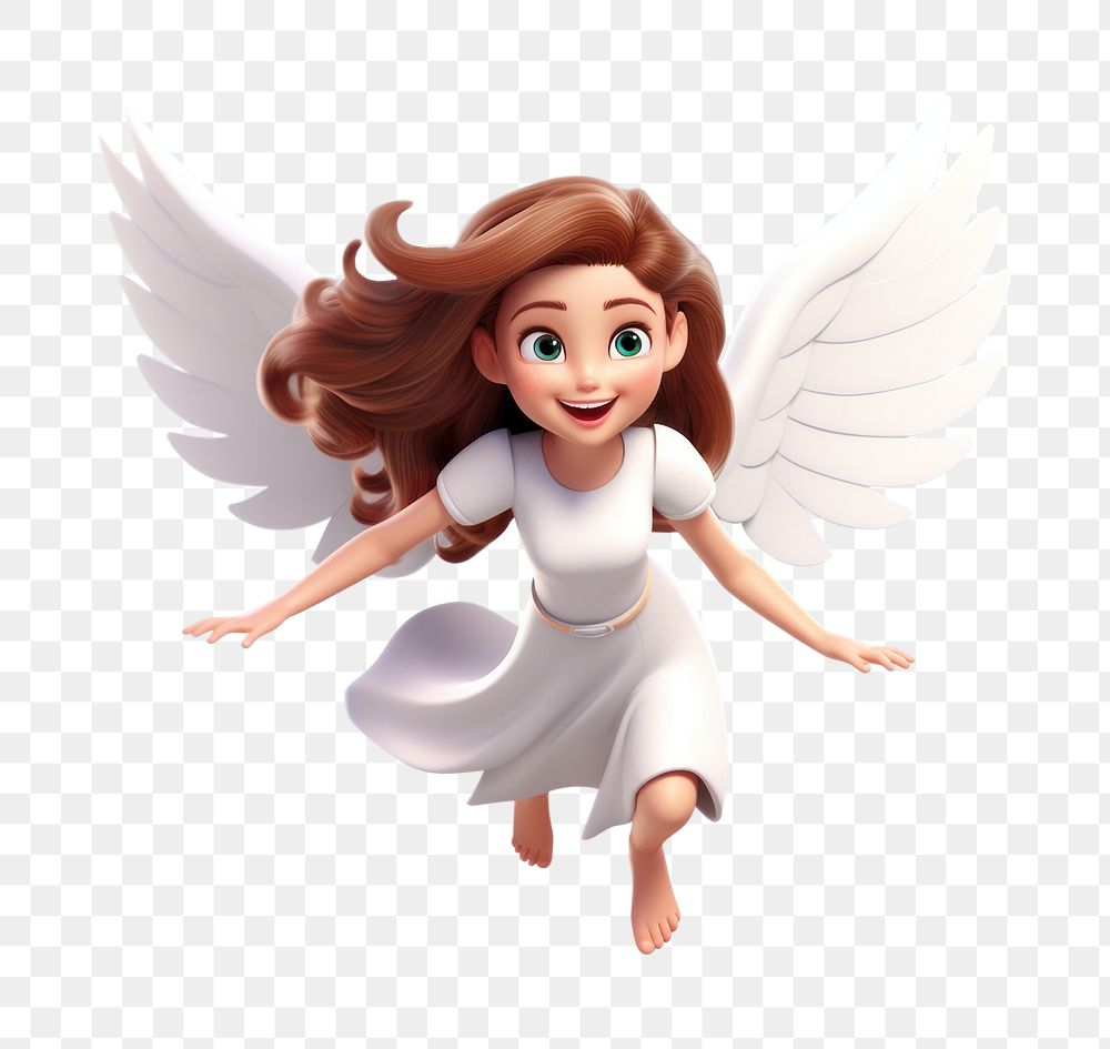 PNG Angel flying cartoon white. AI generated Image by rawpixel.