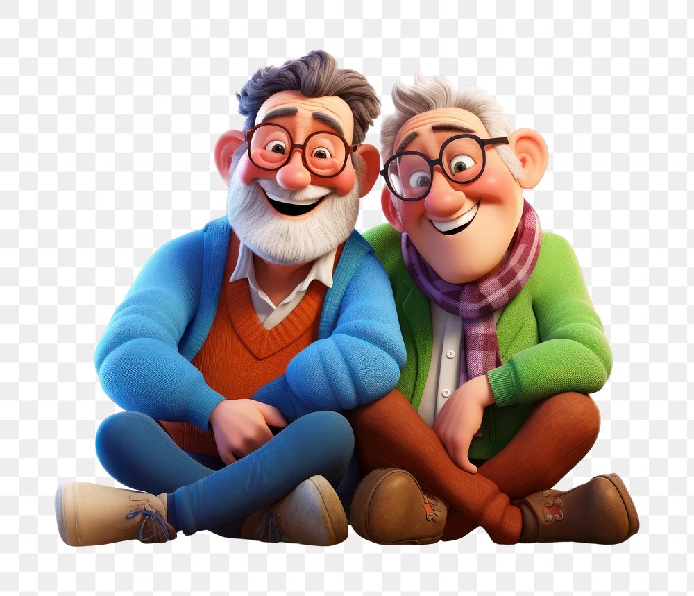 PNG Couple old gay cartoon. AI generated Image by rawpixel.