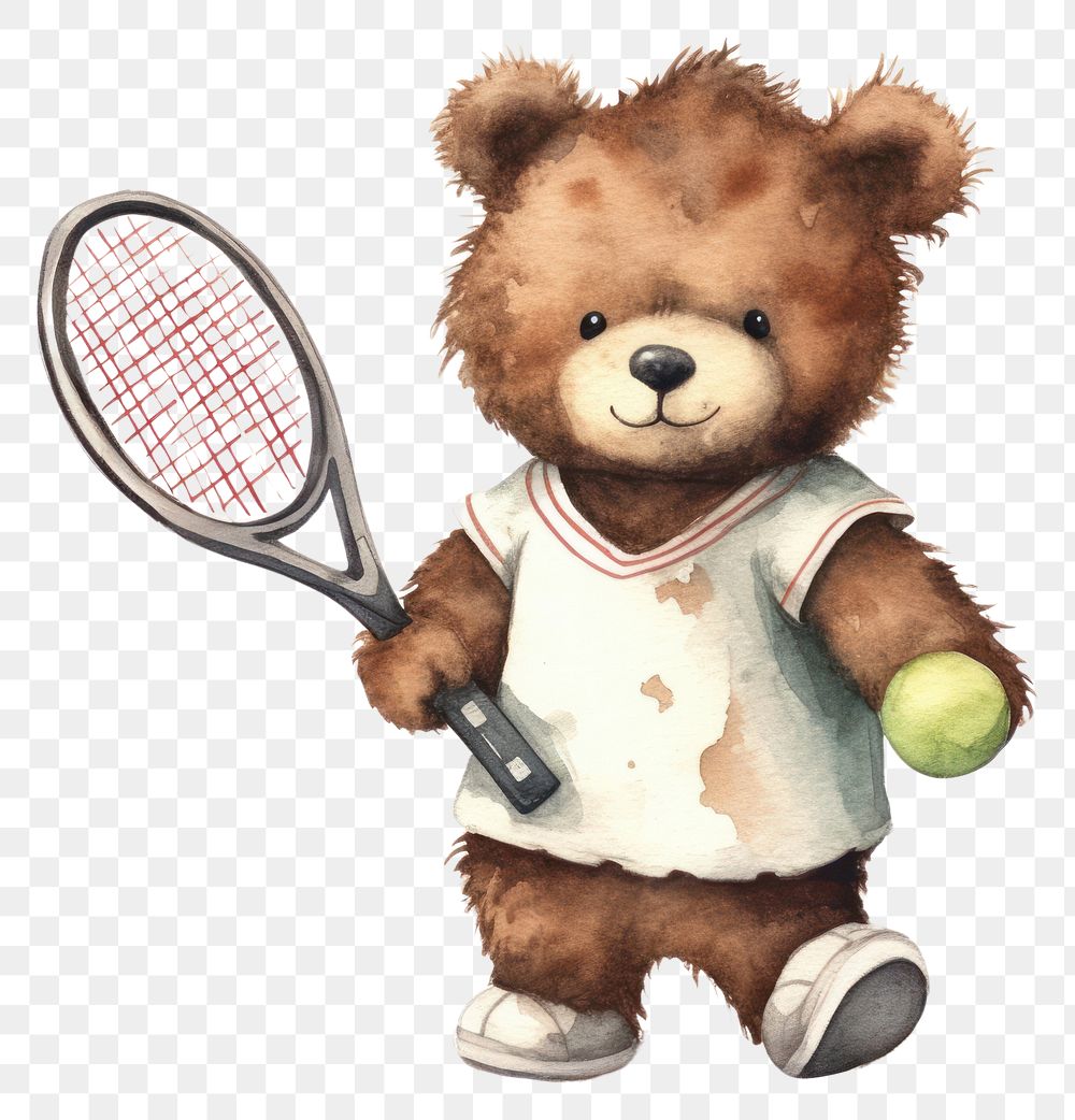 PNG Bear playing tennis cartoon racket sports. AI generated Image by rawpixel.