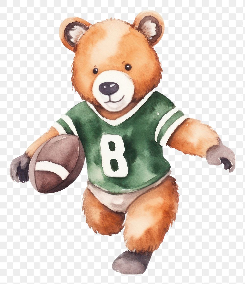 PNG Bear playing football cartoon sports toy. 