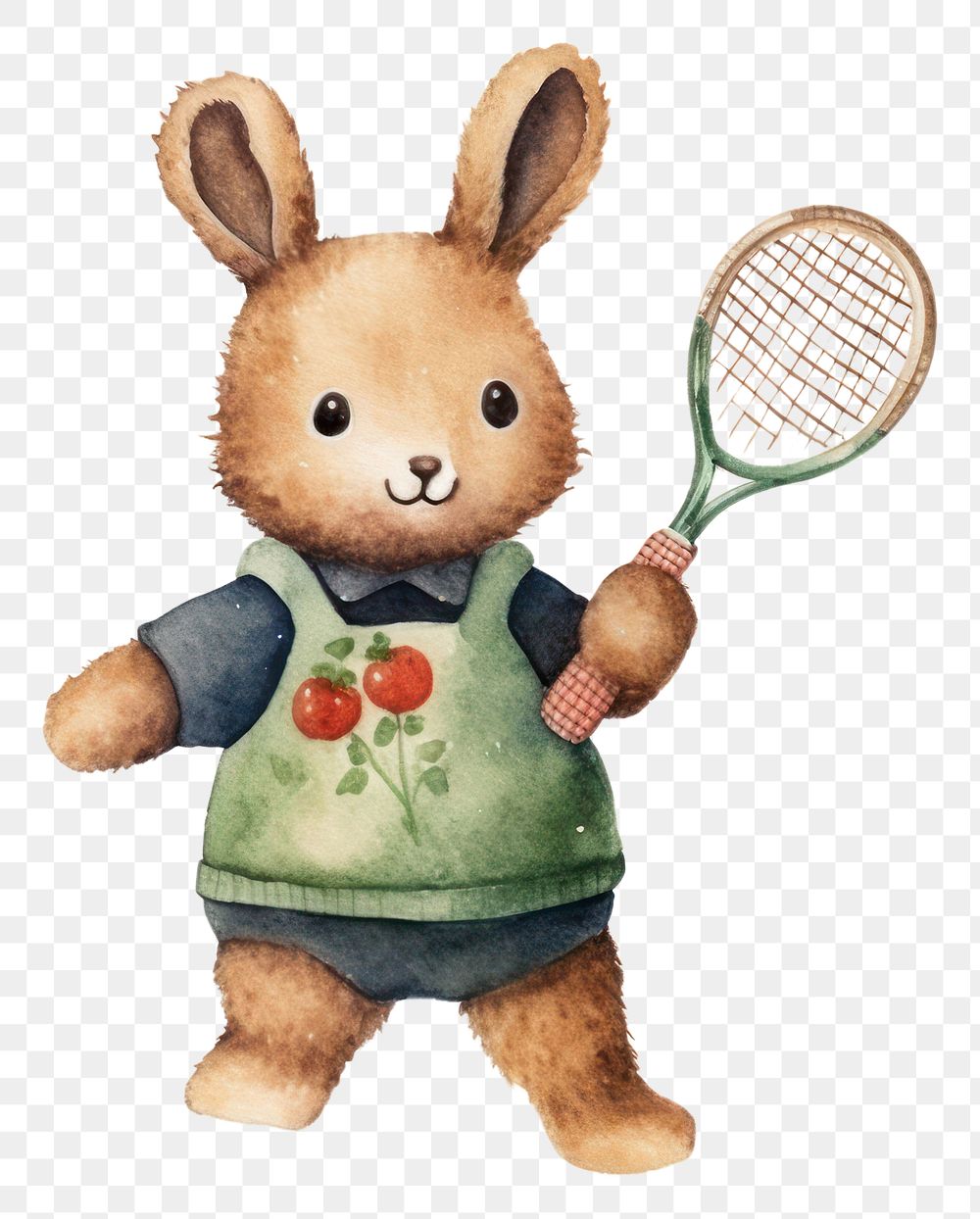 PNG Rabbit playing tennis cartoon racket toy. 