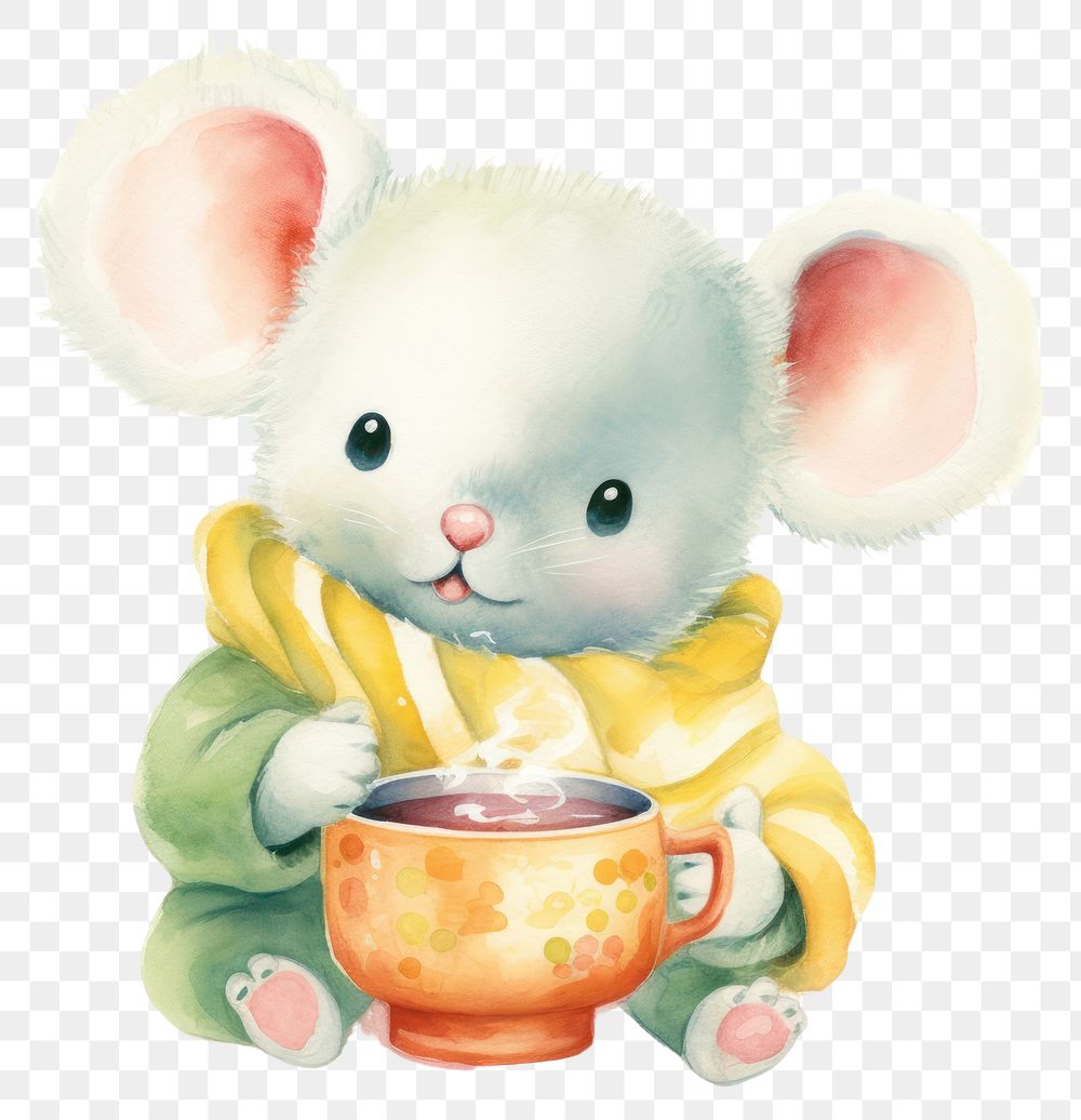 PNG Baby cartoonish mouse eating rat toy. AI generated Image by rawpixel.