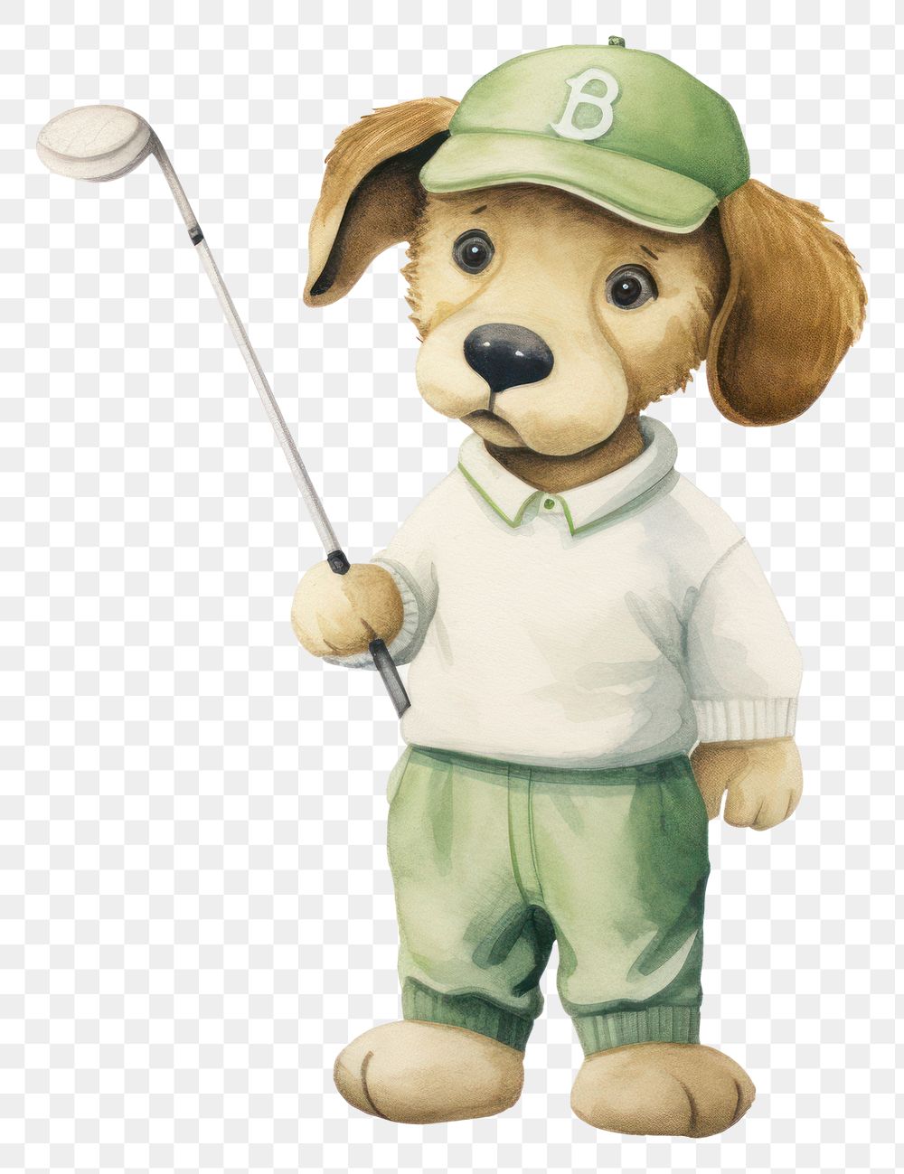PNG Baby cartoonish puppy figurine golf toy. AI generated Image by rawpixel.