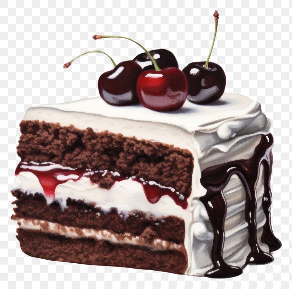 PNG German blackforest cake dessert fruit cream. 