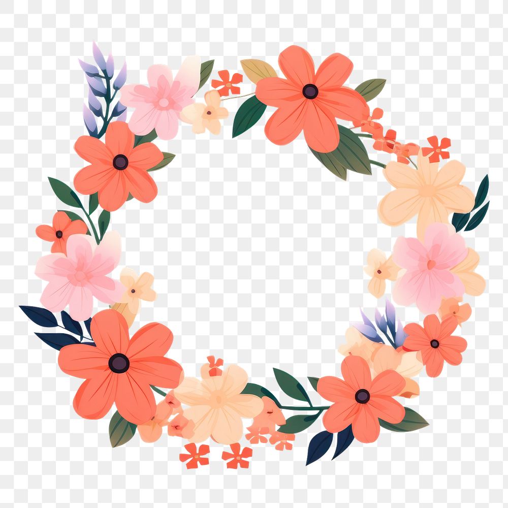 PNG Wreath floral pattern circle. 