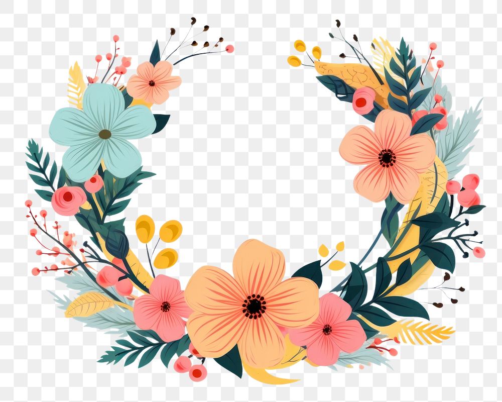 PNG Wreath floral pattern flower. 