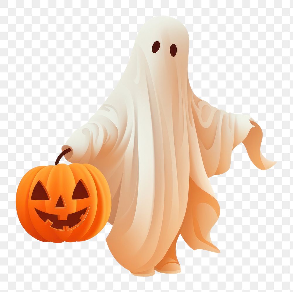 PNG White ghost halloween pumpkin anthropomorphic. AI generated Image by rawpixel.