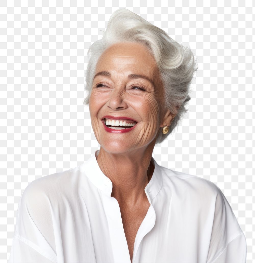 PNG Woman Old laughing smiling. AI generated Image by rawpixel.