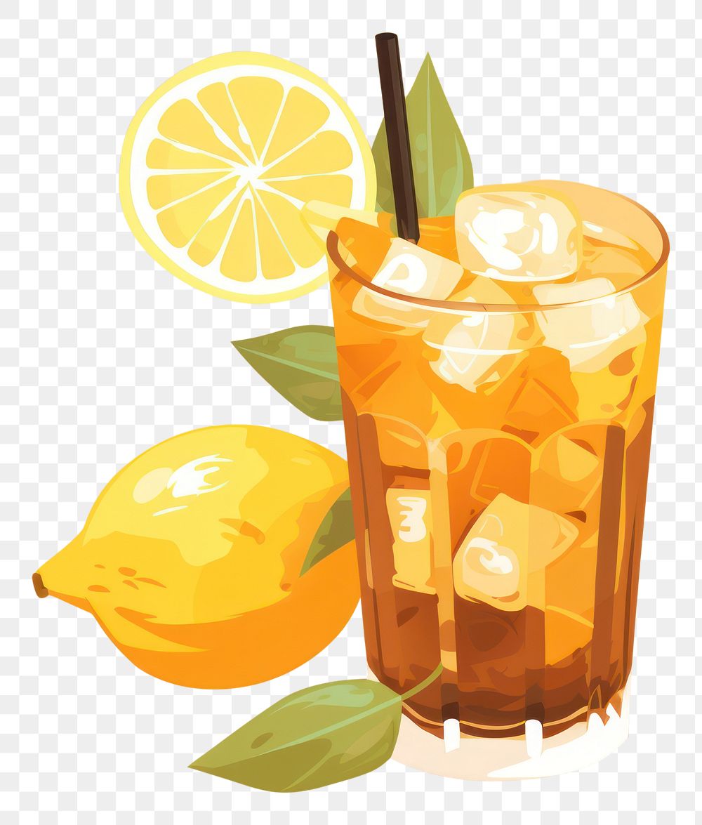 PNG  Lemon iced tea cocktail lemonade mojito. AI generated Image by rawpixel.