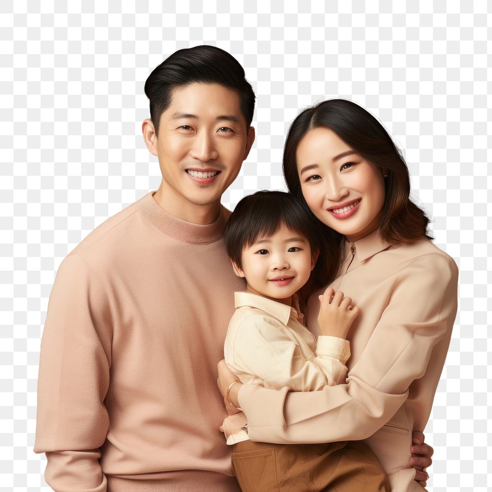 PNG Asian family portrait smiling photo. AI generated Image by rawpixel.